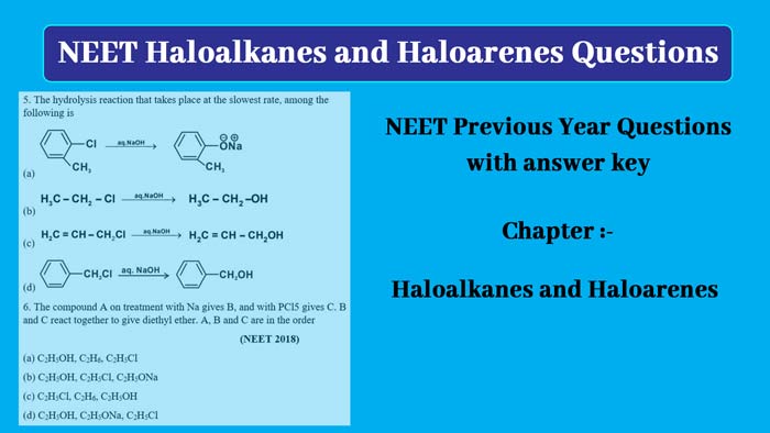 Read more about the article Previous year Questions of NEET Haloalkanes and Haloarenes