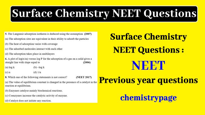Read more about the article Surface Chemistry NEET Previous year Questions