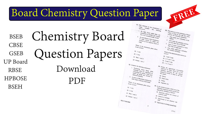 Board Exams Question Paper : Chemistry Subject